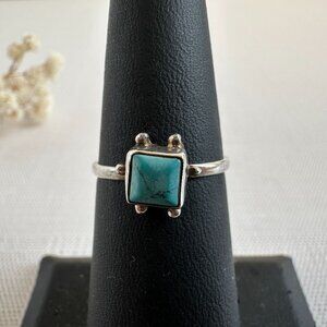 Dainty Sterling Silver Turquoise Ring Size 6 Stacking Jewelry